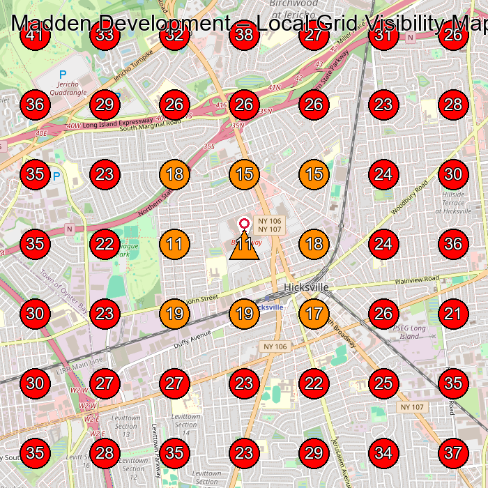 Madden Development GeoGrid visibility map for General Contractor in Hicksville